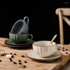 Tasses soucoupes tasse à café en céramique de Style nordique avec cuillère Vintage ménage après-midi tasses à thé ensembles Couple eau Drinkware cadeau créatif
