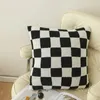 Pillow Case Checkerboard Plaid Plush Cushion Cover Knitted Car Sofa Throw Pillow Cover Short Fleece Pillowcase Cushion for Sofa Bed Decor 231013