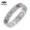 Welmag mode armband män magnetiska bioenergi rostfritt stål brett silver manschett armband homme helande smycken julklappar235x