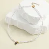 Pendant Necklaces Square Purple Zircon Inlay Imitation Pearl Necklace For Women Collar Stainless Steel Clasp Fashion Jewelry