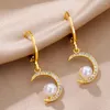 Hoop Earrings Stainless Steel Chunky For Women Friends Vintage Gold Color Geometry Heart Moon Star Simple Party Jewelry