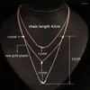 Pendanthalsband Sinleery V Form tre lager Kvinnor Halsband Silver Color Chain Tiny Round Inlay Crystal Jewelry XL153