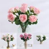 装飾的な花の花輪フェイクシルクピーン人工花環境に優しいアンチフェードプラスチックシミュレーションクラフトDHN7Tのバラの装飾