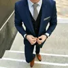 Ternos masculinos mais recentes casaco calça projetos azul marinho clássico para casamento noivo smoking magro terno masculino blazer baile de formatura festa 3 peça
