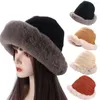 Berets para menina grosso inverno quente aba larga grande lã mulheres chapéu balde de pelúcia estilo coreano gorros