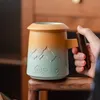 Muggar ECOMHUNT Drop Ceramic Retro Coffee Cup Tea Mug Siler With Cover Business Present Cups Set for Milk Drinkware 231013