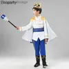 Kostium motywu 7pcs Zestaw Kids Prince Come Children Deluxe Medieval King Jacket with Cape Pants Crown Mace Suit Boys Halloween impreza przychodzi 2231013