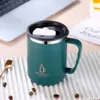 Mugs Stainless Steel Coffee Cup Mug With Lid Insulated Double Wall Tumbler Handle Heatresistant Drinkware 231013