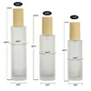 30ml 40ml 60ml 80ml 100ml Frosted Glass Cosmetic Jar Bottle Face Cream Pot Lotion Spray Pump Bottles with Plastic Imitation Bamboo Lids Qrmg