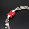 Braccialetti a maglie Uomo Donna 1017 ALYX 9SM Collana a catena Fibbia rossa Doppia Hiphop Street Accessori per coppie in metallo unisex