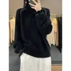 Swetry damskie wełniane wełniane odzież w stylu księżniczki pullover top swobodny luźno na dużych rozmiarach stylowy luksus