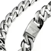 Chaînes Top qualité ton argent 32mm largeur 316L acier inoxydable poli bordure solide lourde longue chaîne bijoux 2806