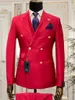 Herenkostuums Lichtblauw Rood Groen Double Breasted Slim Fit Mannen Pak Bruiloft Smoking Bruidegom Business Party Prom Man Blazer Kostuum Homme