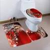 Toilet Seat Covers 3PCS / Set Christmas Toilet Seat Cover Santa Claus Bathroom Mat Xmas Decor 231013