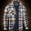 Men's Leather Faux Leather Winter Plaid Cotton Jackets Lapel Soft Keep Warm Cardigan Plus Size Men Shirt Coat Quilted Lined Flannel Shirt Jacket 231012