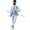 Herrenanzüge Mode Männer Slim Fit 3 Stück Männlicher Bräutigam Trauzeugen Hochzeit Smoking Blazer Weste Hosen Trajes De Hombre