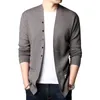 Suéter Masculino Outono Inverno Malha Cardigan Suéter Coreano Moda Sólida Lã Quente Casaco Casaco