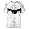 Magliette da uomo Estate Retro Personalità Tattoo Stampa 3D Divertenti T-shirt Viking Girocollo Allentato Manica corta Casual Tops Tees