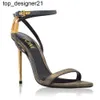 New 23ss Heel heel Elegant Brand Women Shoes Padlock Pointy Naked Sandals Shoes Party Hardware Lock and key Woman Metal Stiletto Dress high heels