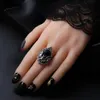 Solitaire Ring Halloween Black Bat Ring Gothic Witch Ring Bat Cameo Justerbar Ring Women Men Party Jewel Festival Gift 231013