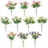 Fleurs séchées 15 tête fleur artificielle clou de girofle rose bouquet de soie accessoires décoration de mariage pour la fête à la maison fausse fleur fournitures artificielles 231013