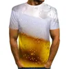メンズTシャツ2023サマーファッションビールダクアン3Dプリンティングパターンカジュアルクールな短袖Tシャツスポーツブレスアブレトップ