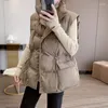 Coletes femininas Mulheres Parkas Sem Mangas Cor Sólida Botão Coberto Zipper Bolsos High Street Outerwear Cardigan Casual Outono 2023