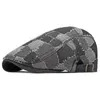 Berets Men's Berets Peaked Hats Plaid Gatsby sboy Cap Women Washed Denim Flat Cabbie Ivy Cap Herringbone Driving Painter Hat 231013