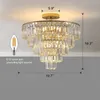 Gold Crystal Chandeliers,5-Tier Round Semi Flush Mount Chandelier Light Fixture