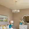 Modern Living Room 4-Light Cylinder Chrome Chandelier with Crystal Shade