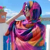Halsdukar Summer Färgglad tunn halsduk Ethnic Women's Sunscreen Shawl Beach Dual-Purpose Tourism Pannband