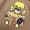 子供用の長袖セーター秋の子供ニットウェアトップサイズ100-150 cmリーディングベアパターンプリントベビーニットプルオーバーOct10