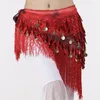 Stage Wear Belly-Dancing Accessoarer med små pärlor med vattendroppe trim wrap Elastic Bottom Tie-Dye Triangle Belt Coin Scarf