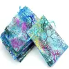 100pcs Blue Coral Organza Bags 9x12cm Small Wedding Gift Bag Cute Candy Jewelry Packaging Bags Drawstring Pouch239Y