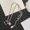 Womens Copper Designer Brand Letter Pendant Necklaces Chains Luxury Heart Crystal Collar Chain Geometric 18K Gold Plated Sweater N272b