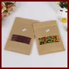 Bolsas de jóias 18/30cm 30pcs papel kraft ziplock saco de janela para presentes/chá/doces/jóias/pão embalagem de alimentos diy display