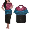 HYCOOL Hele Zomer Voor Vrouwen 2021 Tribal Print Samoaanse Off Schouder Jurk Polynesië Bodycon Bijpassende Mannen Shirt303k