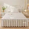 Ensemble couvre-lit imprimé Floral, jupe de lit douce, % coton, couvre-lit princesse, haute qualité, pur coton, antidérapant, 231013