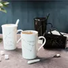 Tasses en céramique 12 s créatives avec couvercle de cuillère, porcelaine noire et dorée, tasse à café au lait du zodiaque, verres à boissons 231013