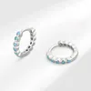 Boucles d'oreilles créoles pour femmes, Design Chic, bleu, Zircon cubique, couleur argent, Piercing, mode fête, bijoux fins, accessoires d'oreille, vente en gros