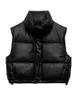 Women's Vests Winter PU Leather Jacket Vest Women Black Stand Collar Vest Sleeveless Women Zipper Moto Biker AutumnShort Waistcoat Ladies 231012