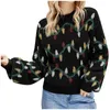 Damestruien Trui Dames Gebreide Top Losse lange mouwen Kerstkleur Gloeilamp Warme herfst Winter Streetwear Mode Meisjestrui