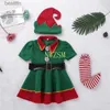 Disfraz temático 2022 Green Elf Girls Christmas Come Festival Santa Claus para niñas Año nuevo Ropa para niños Disfraces Vestido de fiesta de Navidad L231013