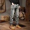 Jeans masculinos com buracos soltos calças jeans largas moda conforto meninos calças cargo patchwork calças casuais plus size 28-44 roupas masculinas bottoms