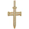 Hip Hop Jewelry Diamond Nail Cross Necklace Pendant Gold Silver Plated Iced Out Zircon med Rope Chain248f