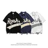 Polos pour hommes T-shirt vintage japonais T-shirt classique imprimé à manches courtes à manches courtes Chemise à col rabattu Hommes Femmes High Street Lâche Preppy Revers Top