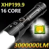 Torches 3000000LM Powerful Flashlight XHP199.9 LED 16 CORE Waterproof IPX5 Zoom Torch 5Mode USB Rechargeable Lamp by 18650/26650 Battery Q231013