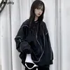 Damenjacken No Hat Hoodies Harajuku BF Style Schwarz Hip-Hop Chic Teens Sweatshirts Herbst Trendy All-Match Daily Simple Damen Streetwear 231012