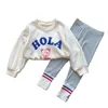 Set di abbigliamento Autunno Moda per bambini Set sportivo Maglione per bambina Set di due pezzi per le gambe Ragazza per bambini Cartoon Lettera Abbigliamento 231013