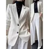 Women's Jackets Beige White Suit Coat For Style Temperament Casual Small Top